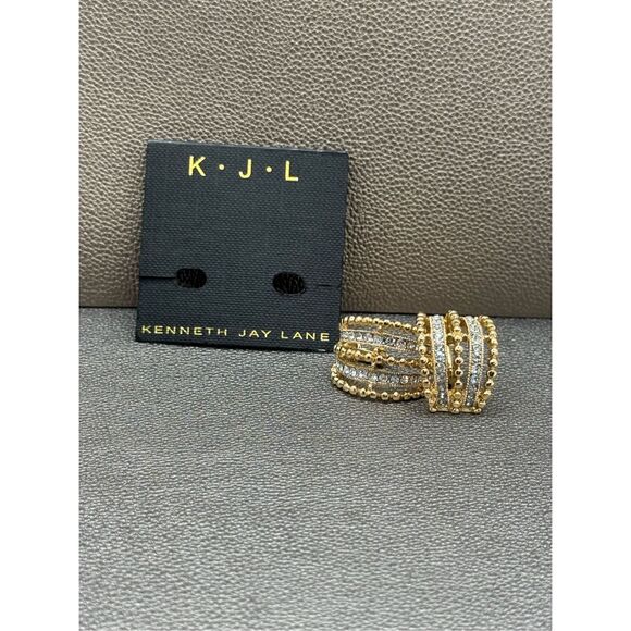 Vintage Kenneth J Lane Gold Clip Earrings - Picture 2 of 5